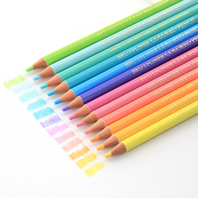 Brutfuner 12pcs Macaron Colored Pencils Soft Wood Color Pencil